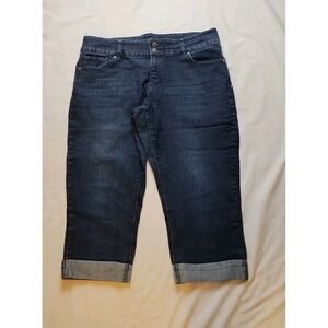 Daisy Fuentes Womens Sz 12 Capris Double Button Cuffed Hem Back Pocket Buttons